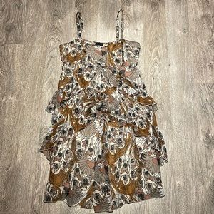 Vero Moda - Brown Bird Print Ruffle Layered Dress